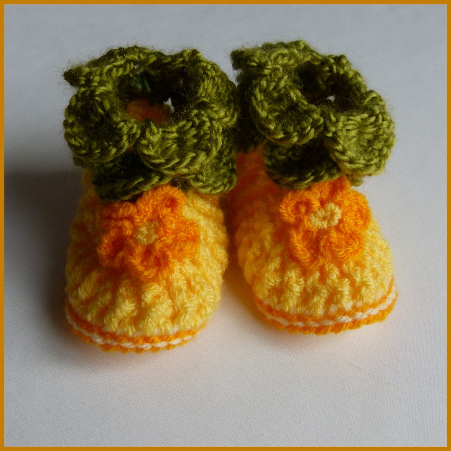 Orange Flowers Matinee Jacket and Bootie Set