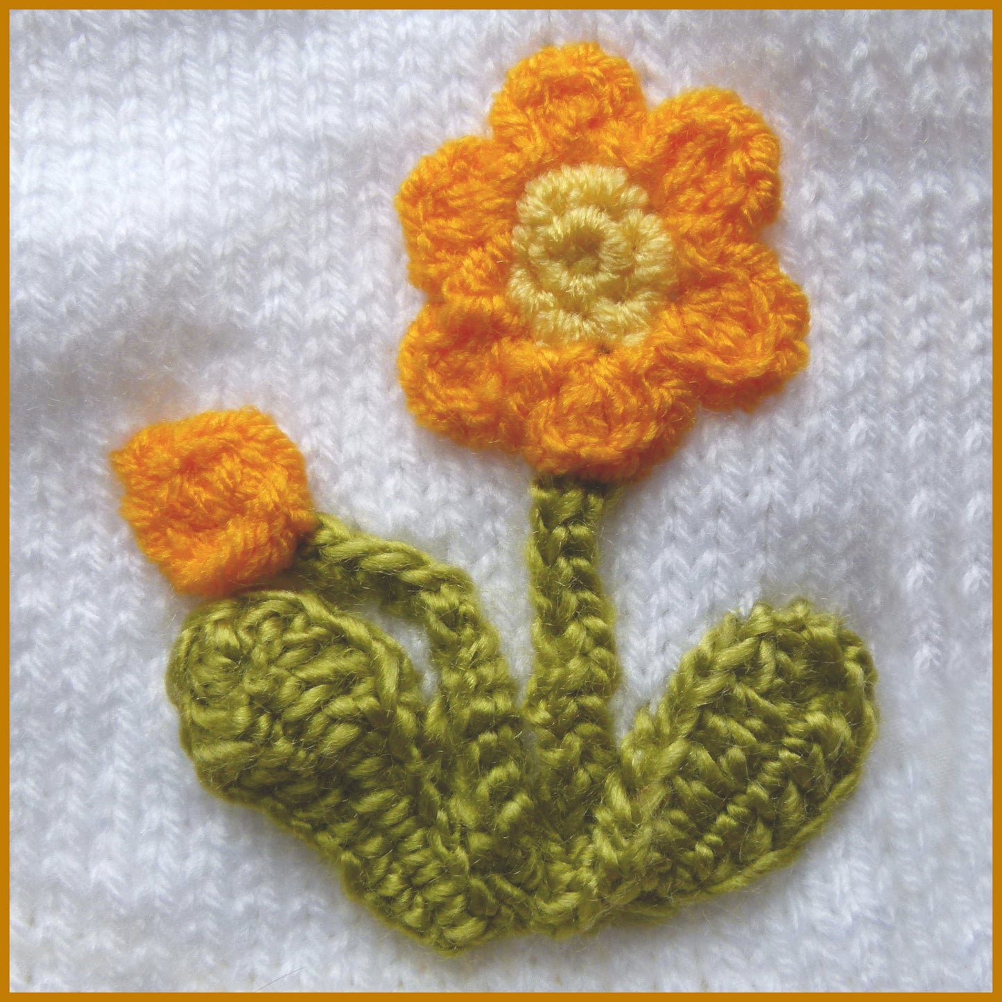 Orange Flowers Matinee Jacket and Bootie Set