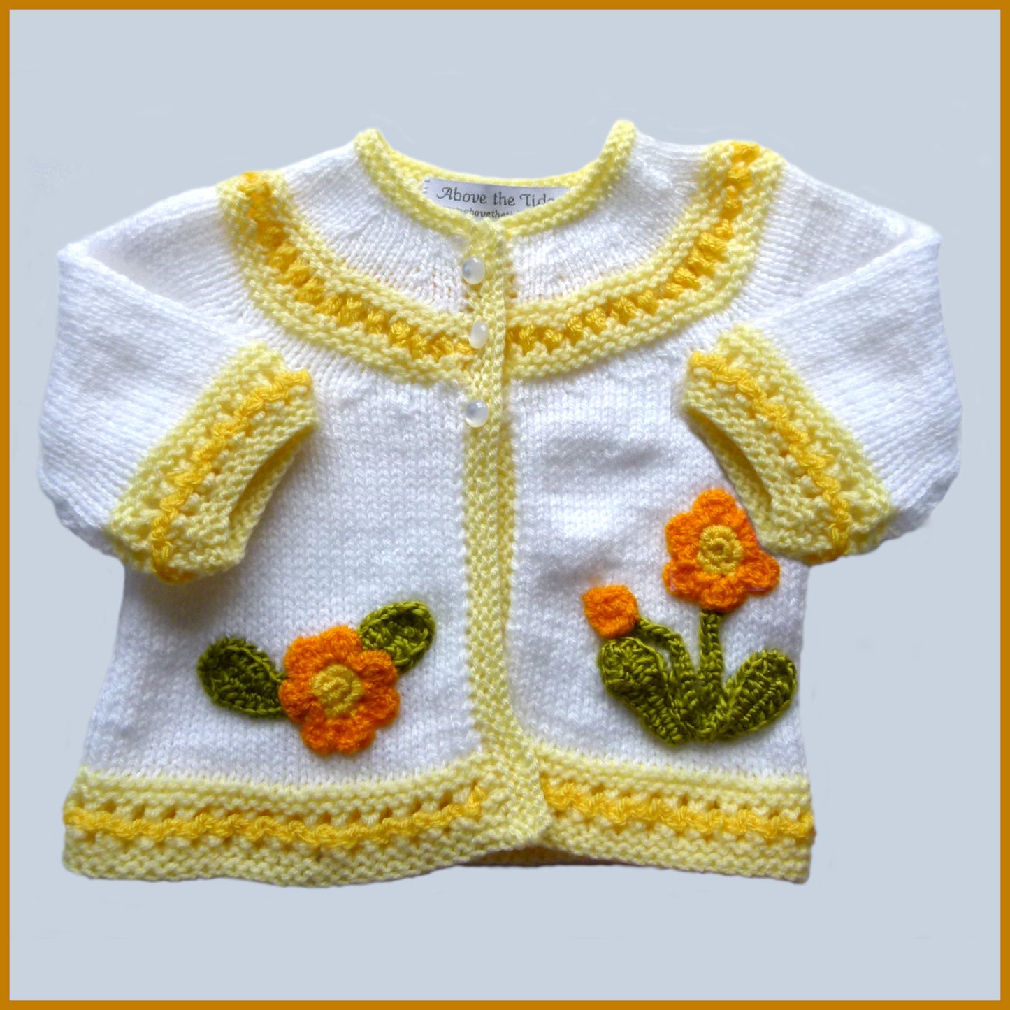 Orange Flowers Matinee Jacket and Bootie Set