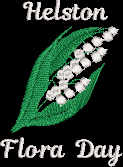 Flora Day polo shirt embroidered with Lily of the Valley emblem