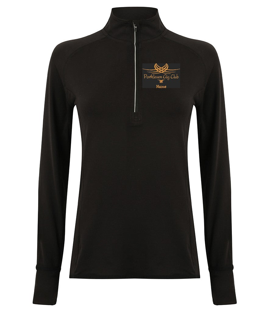 Porthleven Gig Club midlayer zip neck training top