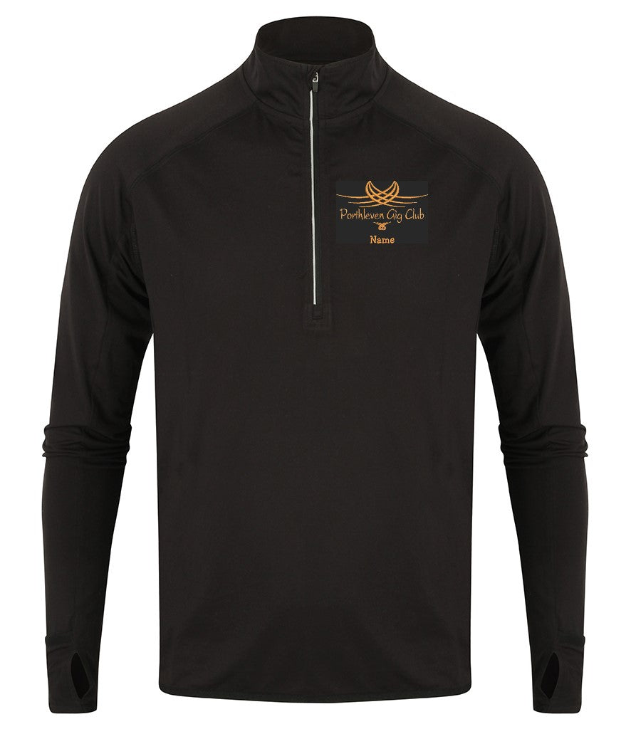 Porthleven Gig Club midlayer zip neck training top
