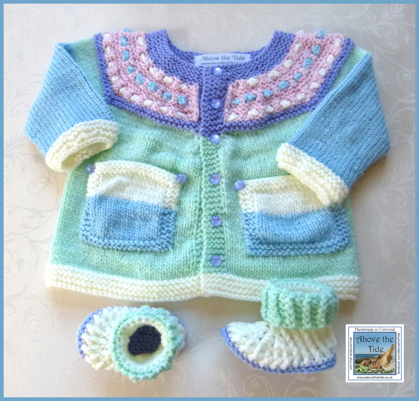 Pastel Shades Matinee Jacket and Bootie Set