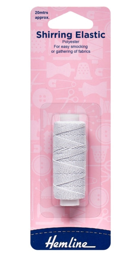 Shirring Elastic: 20m x 0.75mm: White