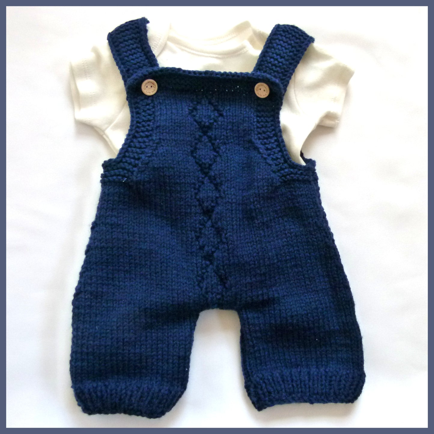 Navy Blue Baby Dungaree and Baby Bodysuit