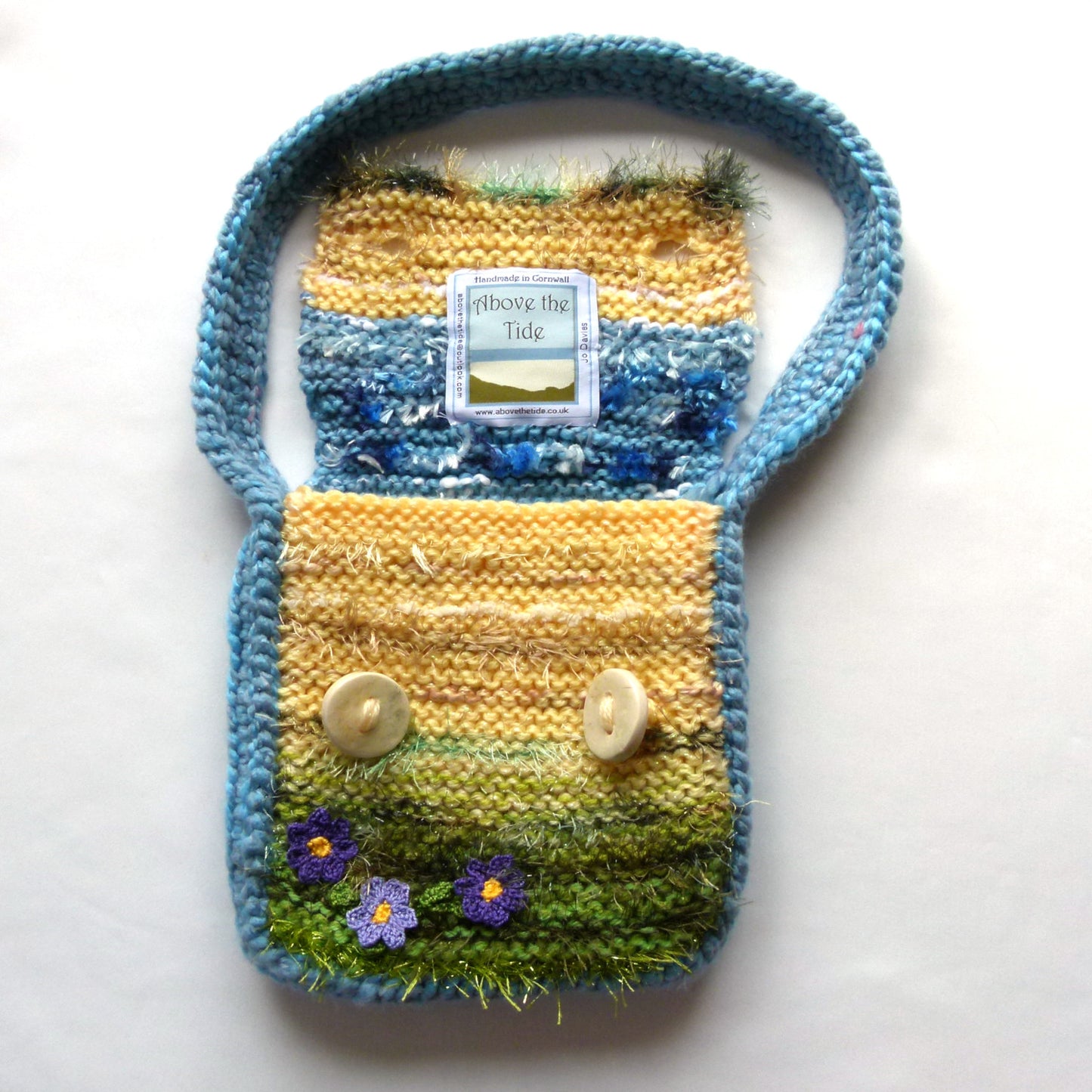 Handmade Seashore Garden Theme Textile Shoulder Bag with Flowers