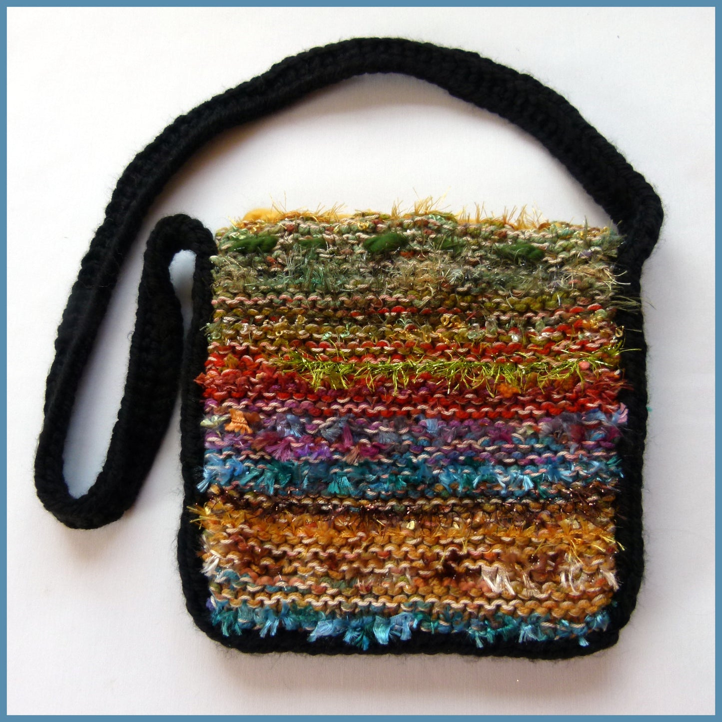 Handmade Seaspray Textile Shoulder Bag with Decorative Fringe