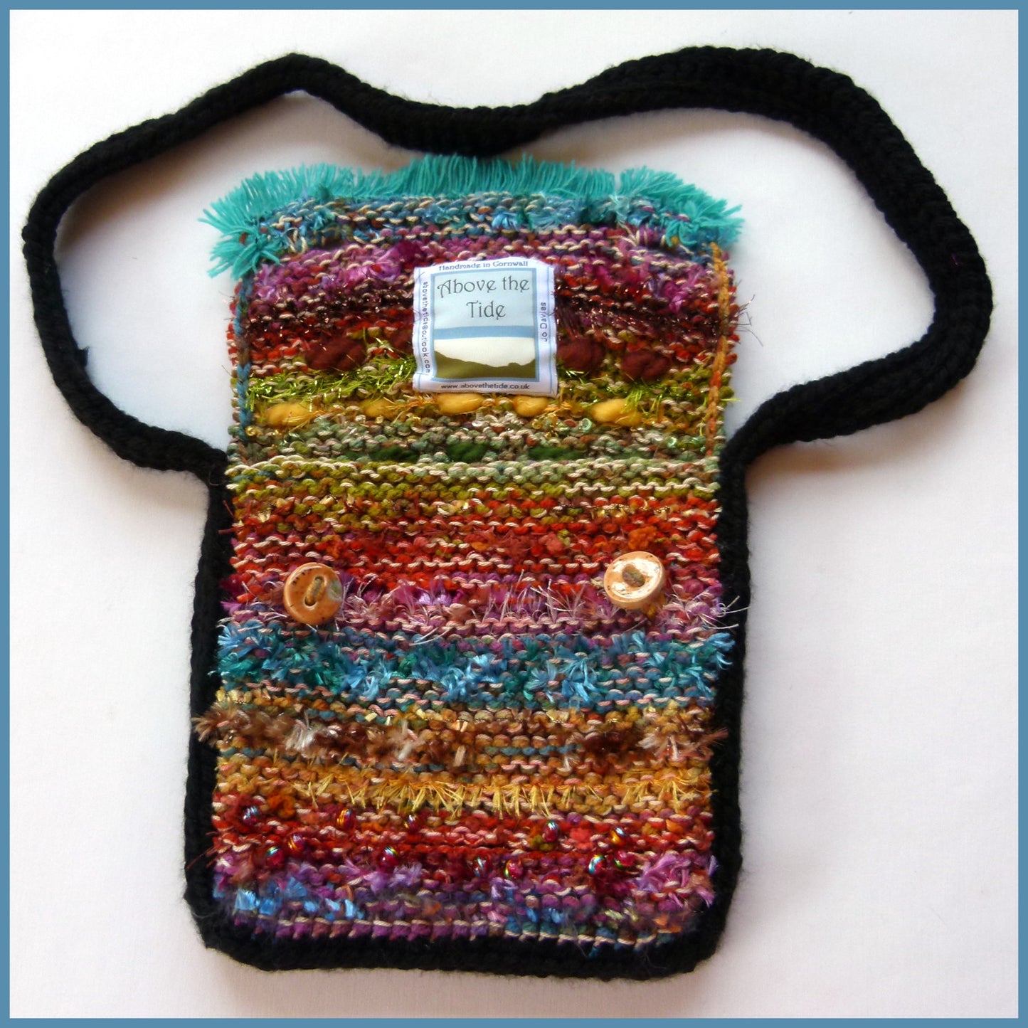 Handmade Seaspray Textile Shoulder Bag with Decorative Fringe