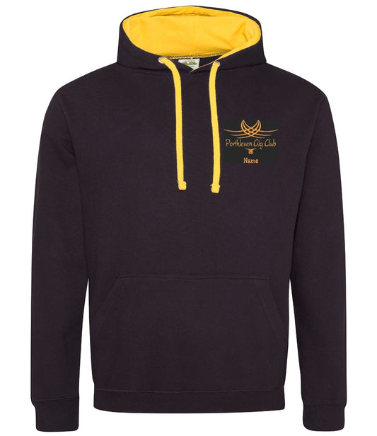 Porthleven Gig Club Two Colour Hoodie - Black & Gold