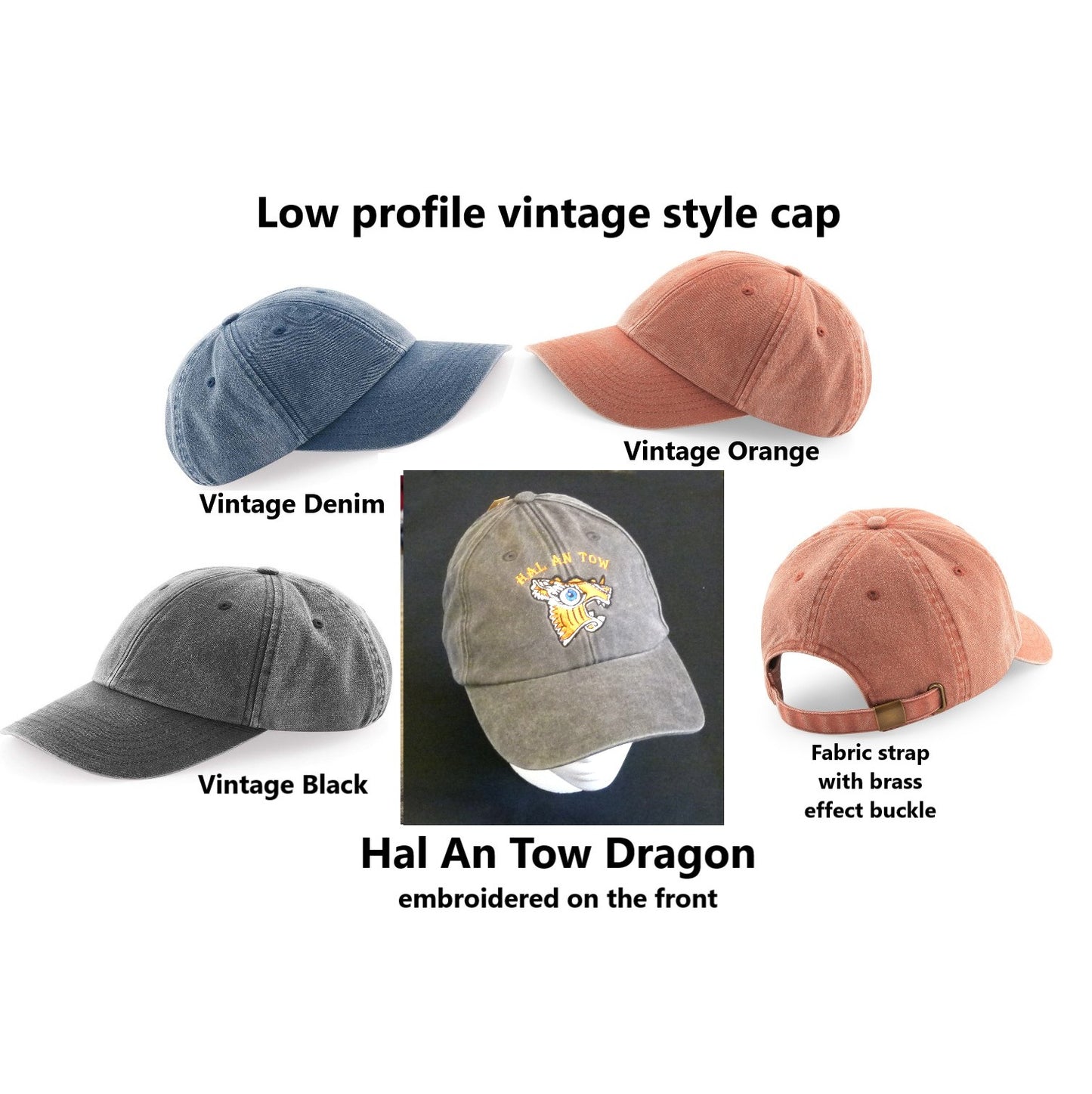 Vintage Style Cap with Hal An Tow Dragon Embroidered